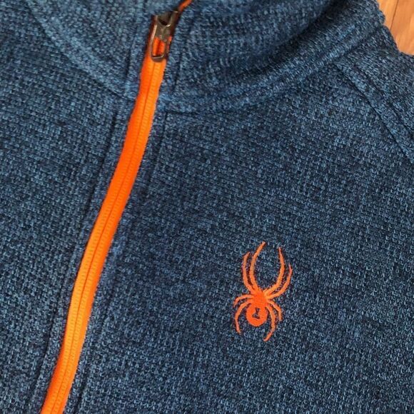 SPYDER Outbound 1/2 Zip Pullover Core Sweater Blue/Black/Orange - Picture 2 of 8